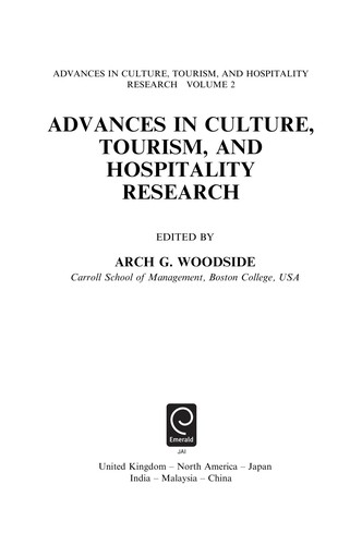 Advances in culture, tourism and hospitality research