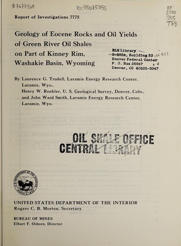 Geology of Eocene rocks and oil yields of Green River oil shales on part of Kinney Rim, Washakie Basin, Wyoming