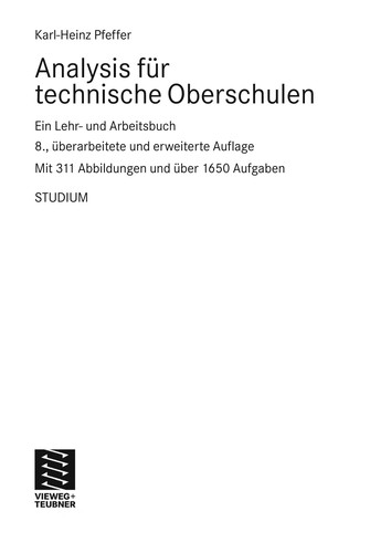 Analysis fu r technische Oberschulen