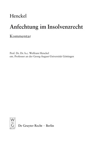 Anfechtung im Insolvenzrecht