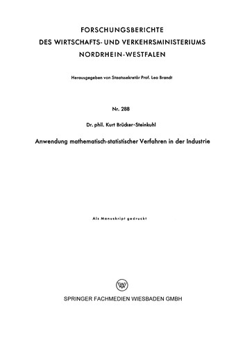 Anwendung mathematisch-statistischer Verfahren in der Industrie