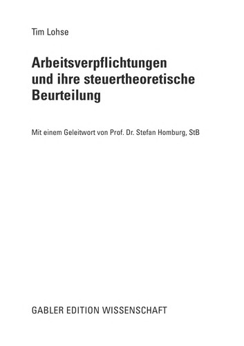 Arbeitsverpflichtungen und ihre steuertheoretische Beurteilung