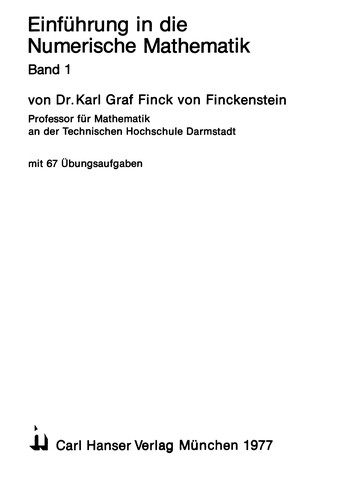 Einführung in die numerische Mathematik