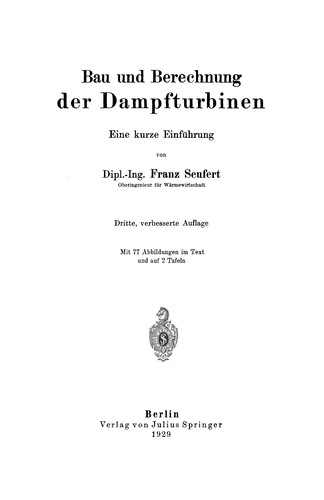 Bau und Berechnung der Dampfturbinen