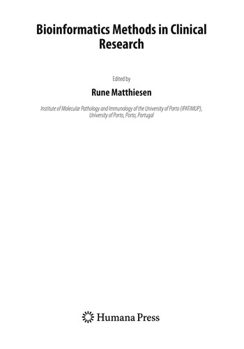Bioinformatics methods in clinical research