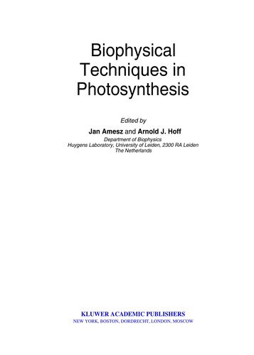 Biophysical techniques in photosynthesis