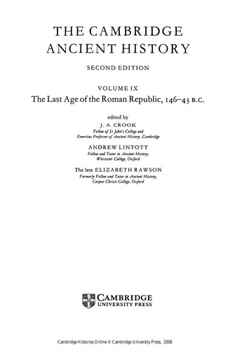 The last age of the Roman Republic, 146-43 B.C.