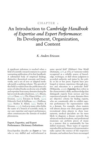 The Cambridge handbook of expertise and expert performance
