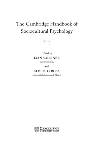 The Cambridge handbook of sociocultural psychology