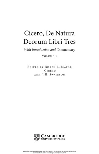 Cicero, De natura deorum libri tres
