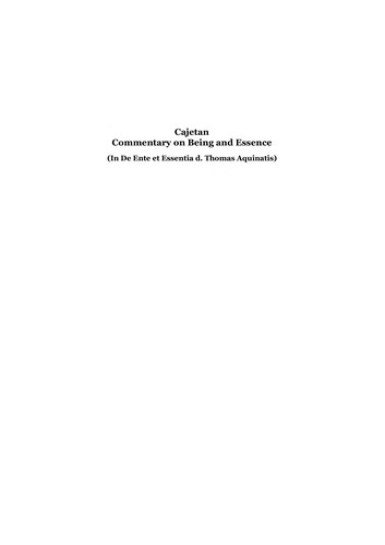 Commentary on being and essence