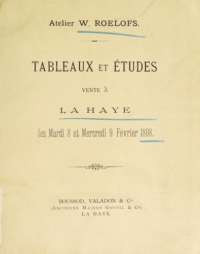 Atelier W. Roelofs, tableaux et études
