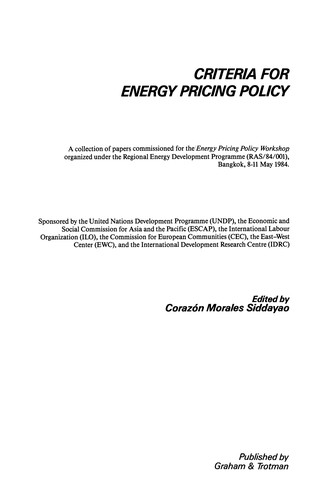 Criteria for Energy Pricing Policy