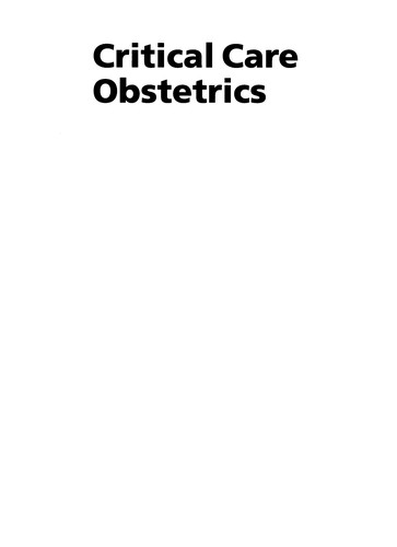 Critical care obstetrics