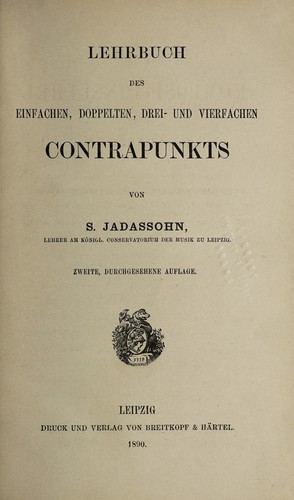 Lehrbuch des einfachen, doppelten, drei- und vierfachen Kontrapunkts