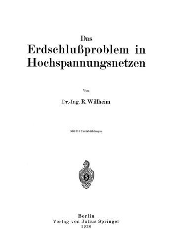 Das Erdschlußproblem in Hochspannungsnetzen