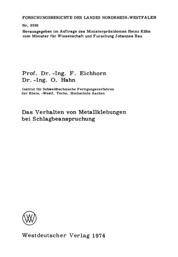 Das Verhalten von Metallklebungen bei Schlagbeanspruchung