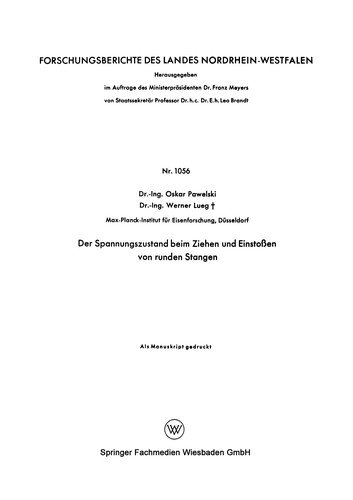 Der Spannungszustand beim Ziehen und Einstoßen von runden Stangen