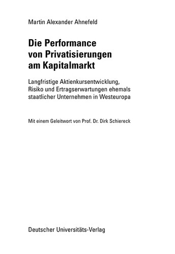 Die Performance von Privatisierungen am Kapitalmarkt