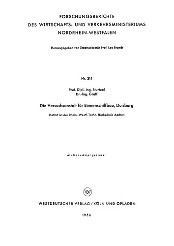 Die Versuchsanstalt für Binnenschiffbau, Duisburg