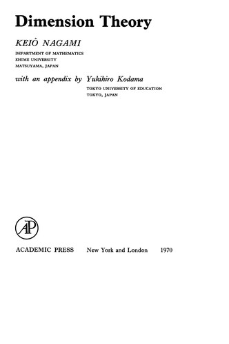 Dimension Theory (Pure and Applied Mathematics, 37)