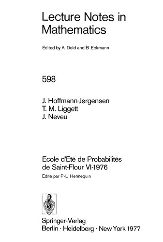 Ecole d'été de probabilités de Saint-Flour VI-1976