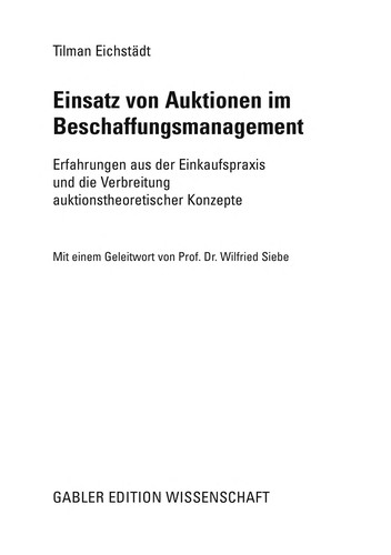 Einsatz von Auktionen im Beschaffungsmanagement