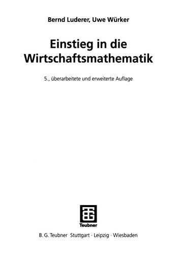 Einstieg in die Wirtschaftsmathematik