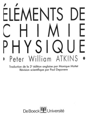 Eléments de chimie physique