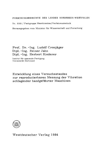 Entwicklung eines Versuchsstandes zur reproduzierbaren Messung der Vibration schlagender handgeführter Maschinen