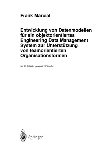Entwicklung von Datenmodellen für ein objektorientiertes Engineering Data Management System zur Unterstützung von teamorientierten Organisationsformen