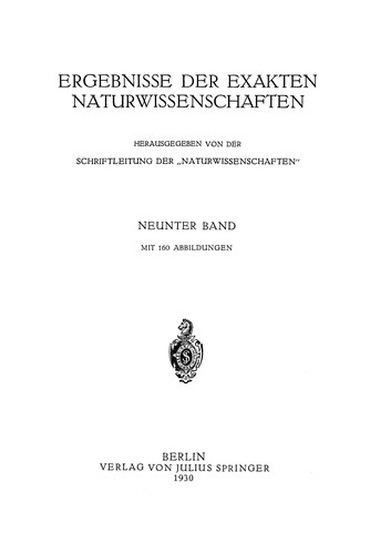 Ergebnisse der exakten naturwissenschaften