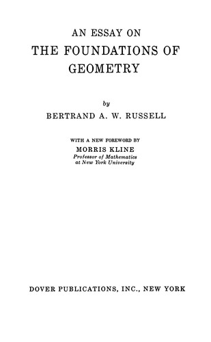 An essay on the foundations of geometry