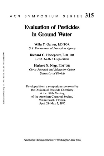 Evaluation of pesticides in ground water