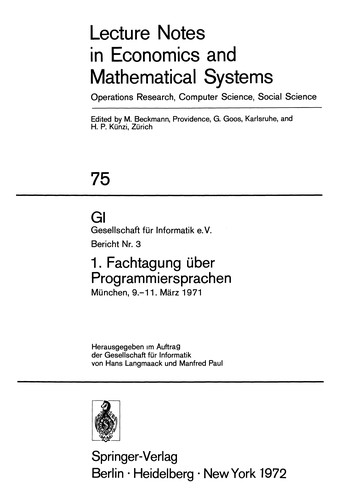 1. Fachtagung über Programmiersprachen