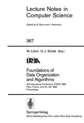 Foundations of data organization and algorithms