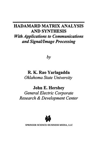 Hadamard Matrix Analysis and Synthesis