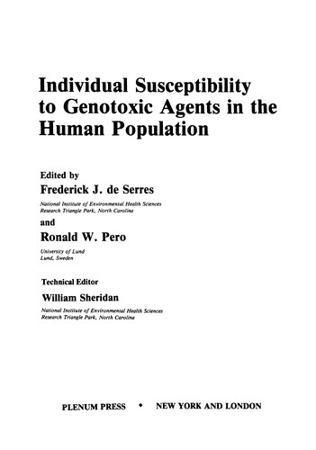 Individual Susceptibility to Genotoxic Agents in the Human Population