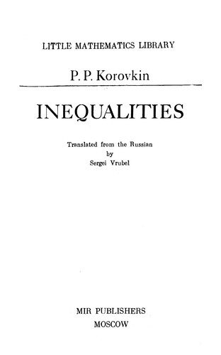 Inequalities (Little Mathematics Library)