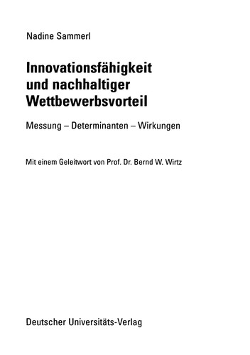 Innovationsfähigkeit und nachhaltiger Wettbewerbsvorteil