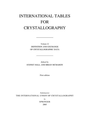 International Tables for Crystallography Volume G: Definition and exchange of crystallographic data