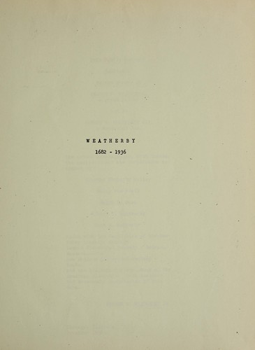 Weatherby, 1682-1936