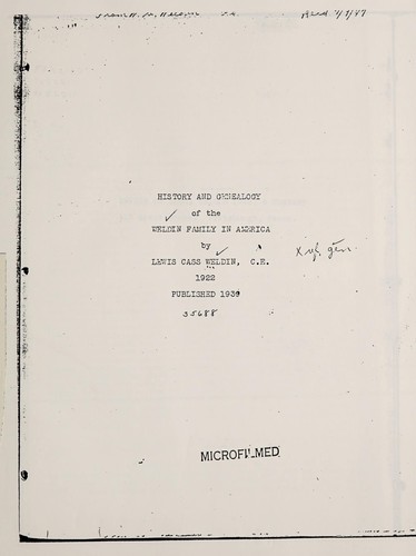 History and genealogy of the Weldin family in America