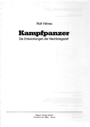 Kampfpanzer. Die Entwicklungen Der Nachkriegszeit