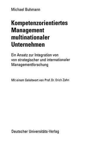 Kompetenzorientiertes Management multinationaler Unternehmen
