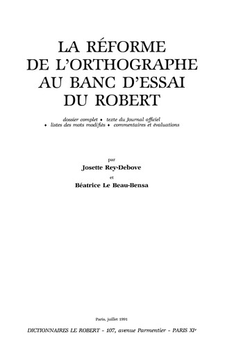 La réforme de l'orthographe au banc d'essai du Robert
