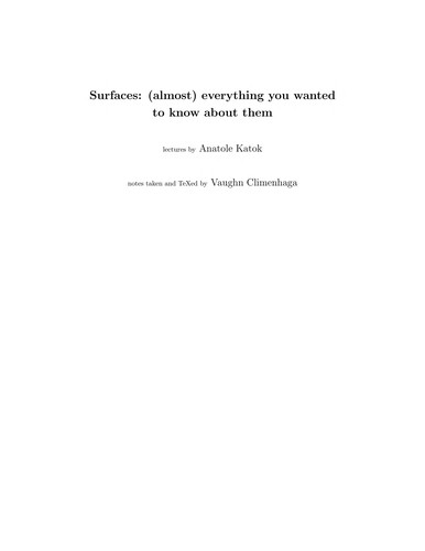 Lectures on surfaces