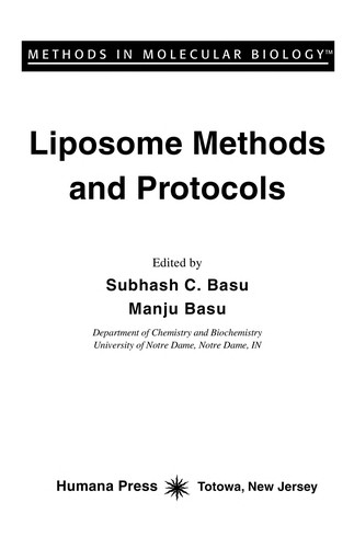 Liposome methods and protocols