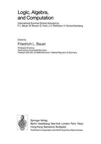Logic, Algebra, and Computation