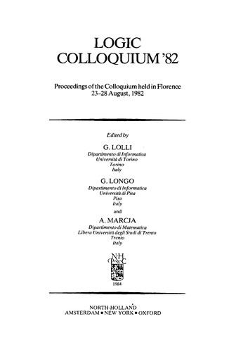 Logic Colloquium (Studies in Logic & the Foundations of Mathematics)